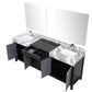 Zilara Transitional Black and Grey 84" Double Vanity Set, Monte Chrome Faucet Set | LZ342284DLISM34FMC