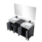 Zilara Transitional Black and Grey Double 60" Vanity Set, Cascata Nera Matte Black Faucet Set | LZ342260DLISM28FCM