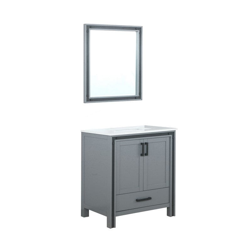 Ziva Transitional Dark Grey 30" Single Vanity, Cultured Marble Top, White Square Sink and 28" Mirror | LZV352230SBJSM28