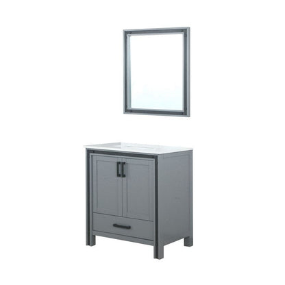 Ziva Transitional Dark Grey 30" Single Vanity, Cultured Marble Top, White Square Sink and 28" Mirror | LZV352230SBJSM28