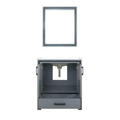 Ziva Transitional Dark Grey 30" Single Vanity, Cultured Marble Top, White Square Sink and 28" Mirror | LZV352230SBJSM28