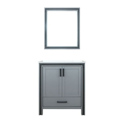 Ziva Transitional Dark Grey 30" Single Vanity, Cultured Marble Top, White Square Sink and 28" Mirror | LZV352230SBJSM28