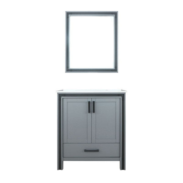 Ziva Transitional Dark Grey 30 Single Vanity, Cultured Marble Top, White Square Sink and 28 Mirror | LZV352230SBJSM28