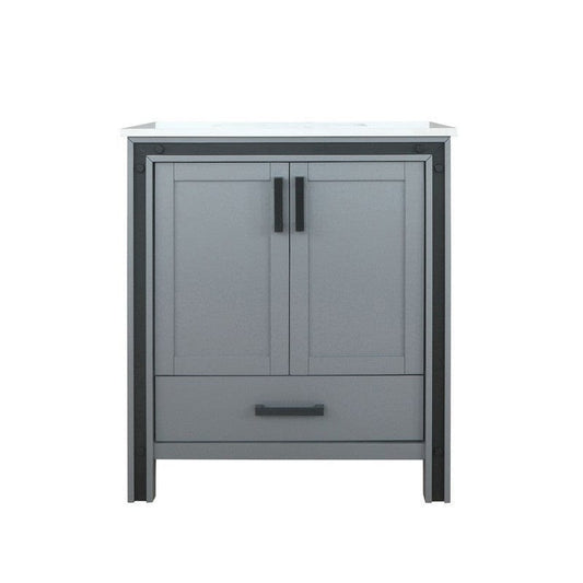 Ziva Transitional Dark Grey 30" Single Vanity, Cultured Marble Top, White Square Sink | LZV352230SBJS000