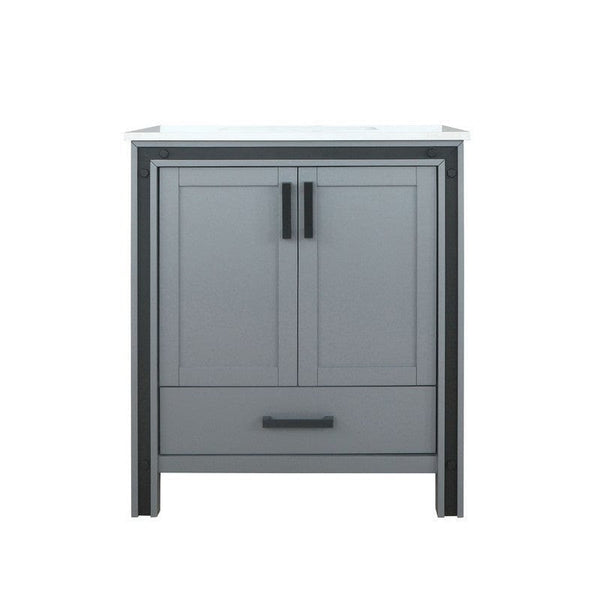 Ziva Transitional Dark Grey 30 Single Vanity, Cultured Marble Top, White Square Sink | LZV352230SBJS000