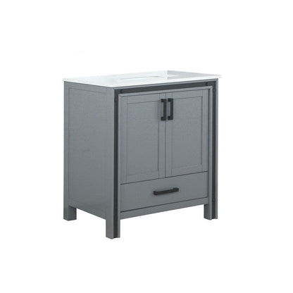 Ziva Transitional Dark Grey 30" Single Vanity, Cultured Marble Top, White Square Sink | LZV352230SBJS000