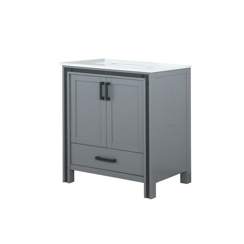 Ziva Transitional Dark Grey 30" Single Vanity, Cultured Marble Top, White Square Sink | LZV352230SBJS000