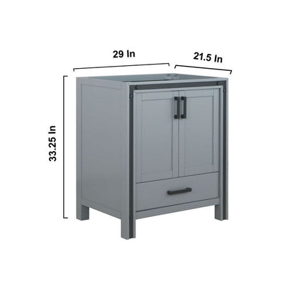 Ziva Transitional Dark Grey 30" Single Vanity, no Top and 28" Mirror | LZV352230SB00M28