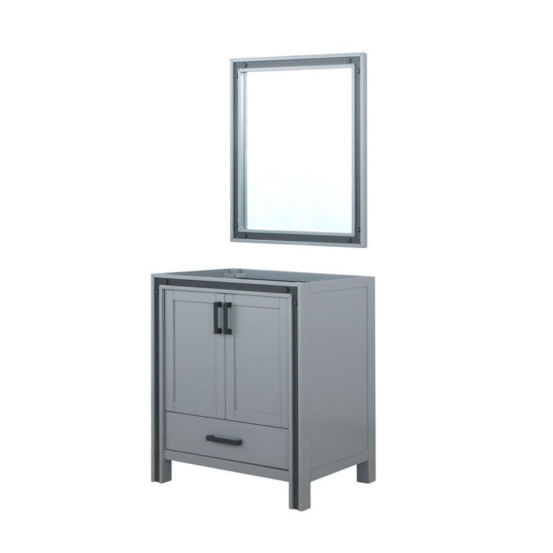 Ziva Transitional Dark Grey 30" Single Vanity, no Top and 28" Mirror | LZV352230SB00M28