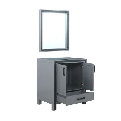 Ziva Transitional Dark Grey 30" Single Vanity, no Top and 28" Mirror | LZV352230SB00M28