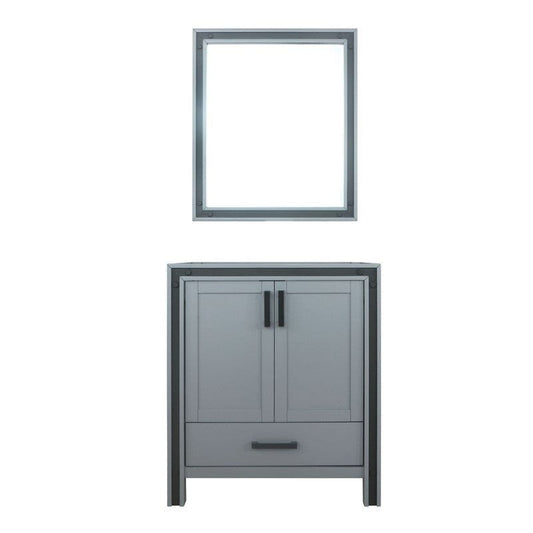 Ziva Transitional Dark Grey 30" Single Vanity, no Top and 28" Mirror | LZV352230SB00M28