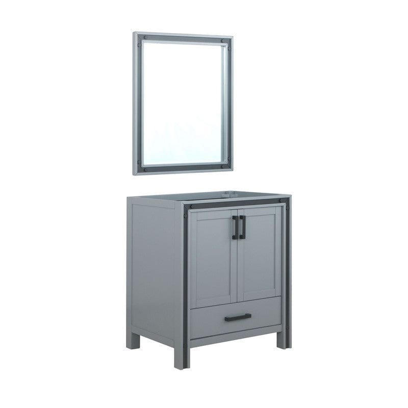 Ziva Transitional Dark Grey 30" Single Vanity, no Top and 28" Mirror | LZV352230SB00M28