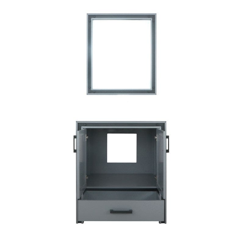 Ziva Transitional Dark Grey 30" Single Vanity, no Top and 28" Mirror | LZV352230SB00M28