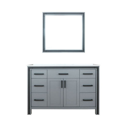 Ziva Transitional Dark Grey 48" Single Vanity, Cultured Marble Top, White Square Sink and 34" Mirror | LZV352248SBJSM34