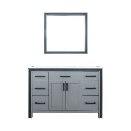 Ziva Transitional Dark Grey 48" Single Vanity, Cultured Marble Top, White Square Sink and 34" Mirror | LZV352248SBJSM34