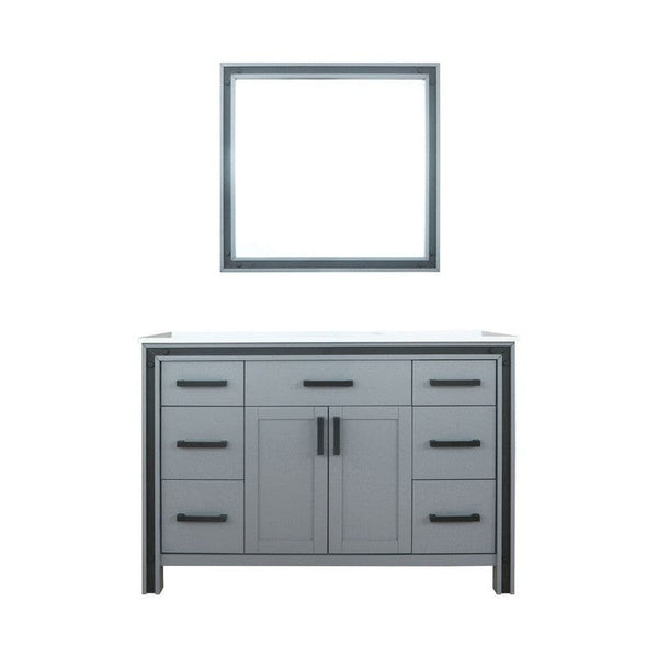 Ziva Transitional Dark Grey 48 Single Vanity, Cultured Marble Top, White Square Sink and 34 Mirror | LZV352248SBJSM34