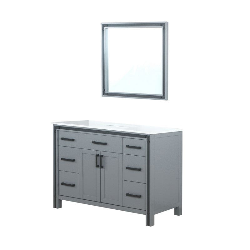 Ziva Transitional Dark Grey 48" Single Vanity, Cultured Marble Top, White Square Sink and 34" Mirror | LZV352248SBJSM34