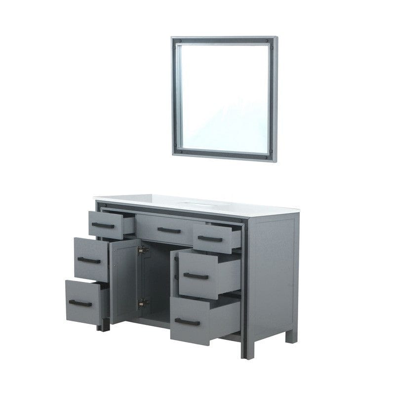 Ziva Transitional Dark Grey 48" Single Vanity, Cultured Marble Top, White Square Sink and 34" Mirror | LZV352248SBJSM34