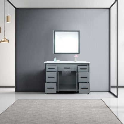 Ziva Transitional Dark Grey 48" Single Vanity, Cultured Marble Top, White Square Sink and 34" Mirror | LZV352248SBJSM34