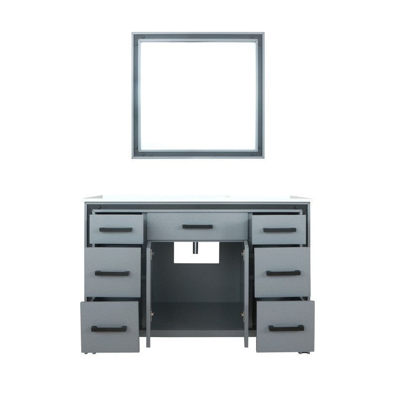 Ziva Transitional Dark Grey 48" Single Vanity, Cultured Marble Top, White Square Sink and 34" Mirror | LZV352248SBJSM34