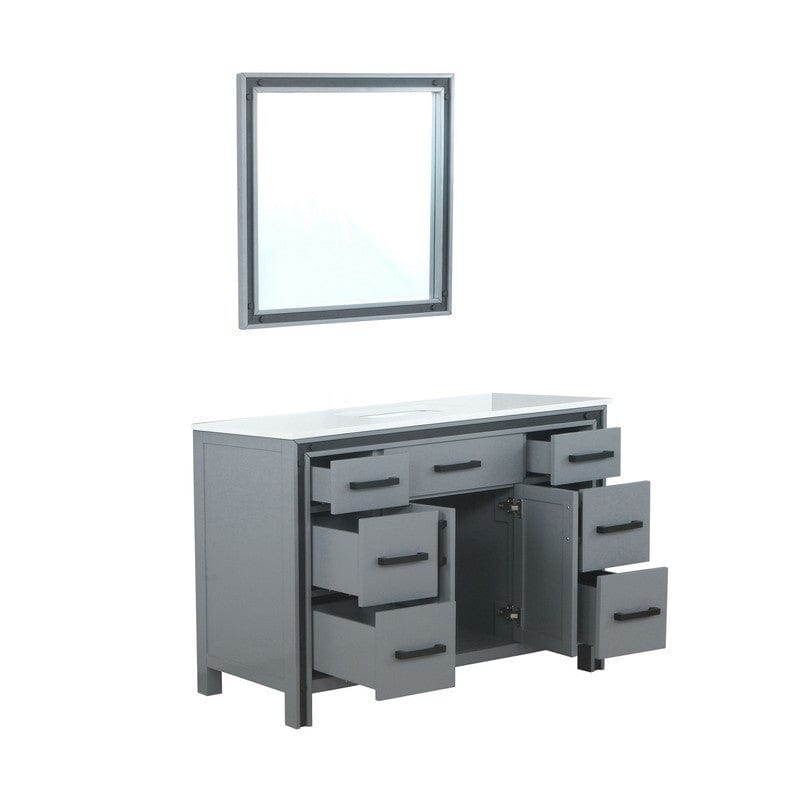 Ziva Transitional Dark Grey 48" Single Vanity, Cultured Marble Top, White Square Sink and 34" Mirror | LZV352248SBJSM34