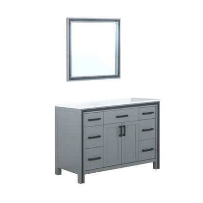 Ziva Transitional Dark Grey 48" Single Vanity, Cultured Marble Top, White Square Sink and 34" Mirror | LZV352248SBJSM34