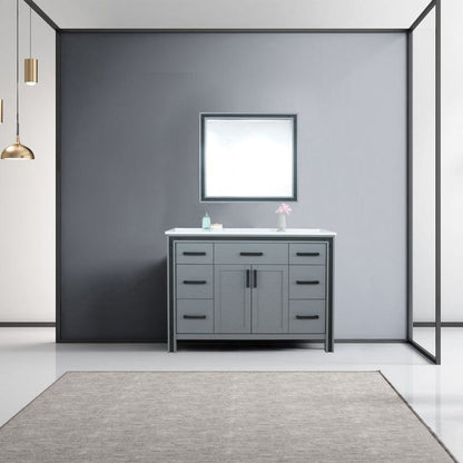 Ziva Transitional Dark Grey 48" Single Vanity, Cultured Marble Top, White Square Sink and 34" Mirror | LZV352248SBJSM34