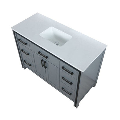 Ziva Transitional Dark Grey 48" Single Vanity, Cultured Marble Top, White Square Sink | LZV352248SBJS000