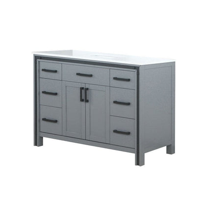 Ziva Transitional Dark Grey 48" Single Vanity, Cultured Marble Top, White Square Sink | LZV352248SBJS000