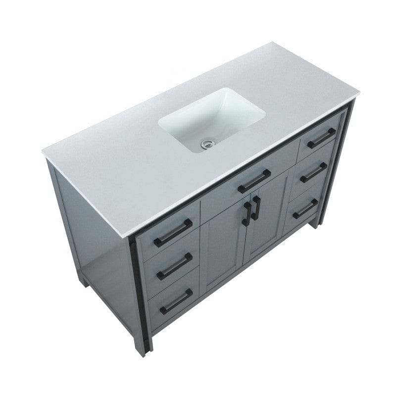Ziva Transitional Dark Grey 48" Single Vanity, Cultured Marble Top, White Square Sink | LZV352248SBJS000