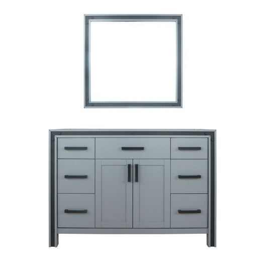 Ziva Transitional Dark Grey 48" Single Vanity, no Top and 34" Mirror | LZV352248SB00M34