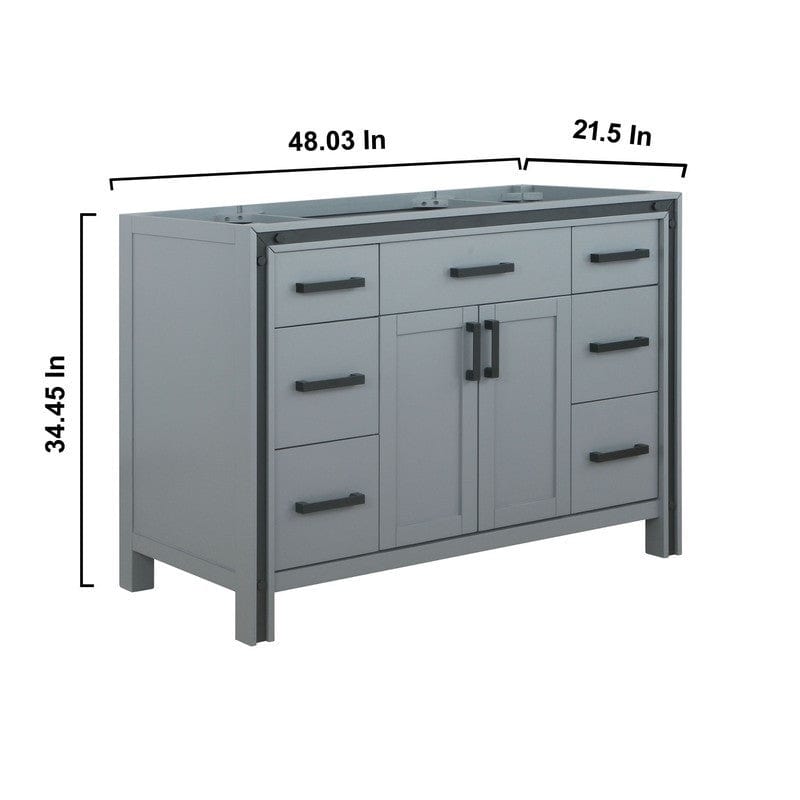 Ziva Transitional Dark Grey 48" Single Vanity, no Top and 34" Mirror | LZV352248SB00M34