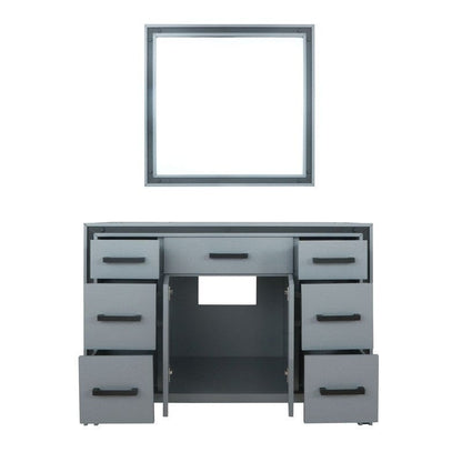 Ziva Transitional Dark Grey 48" Single Vanity, no Top and 34" Mirror | LZV352248SB00M34