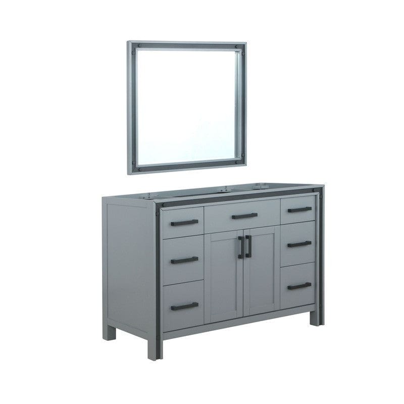 Ziva Transitional Dark Grey 48" Single Vanity, no Top and 34" Mirror | LZV352248SB00M34