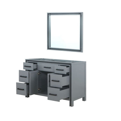 Ziva Transitional Dark Grey 48" Single Vanity, no Top and 34" Mirror | LZV352248SB00M34