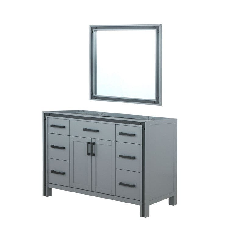 Ziva Transitional Dark Grey 48" Single Vanity, no Top and 34" Mirror | LZV352248SB00M34