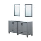 Ziva Transitional Dark Grey 60" Double Vanity, Cultured Marble Top, White Square Sink and 22" Mirrors | LZV352260SBJSM22