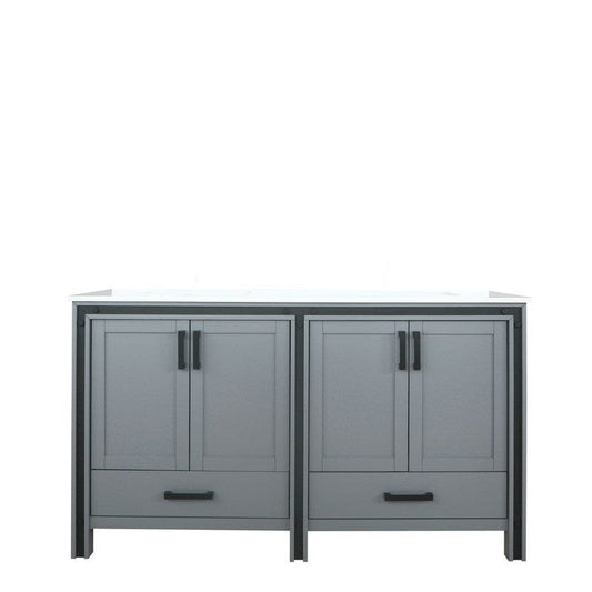 Ziva Transitional Dark Grey 60" Double Vanity, Cultured Marble Top, White Square Sink | LZV352260SBJS000