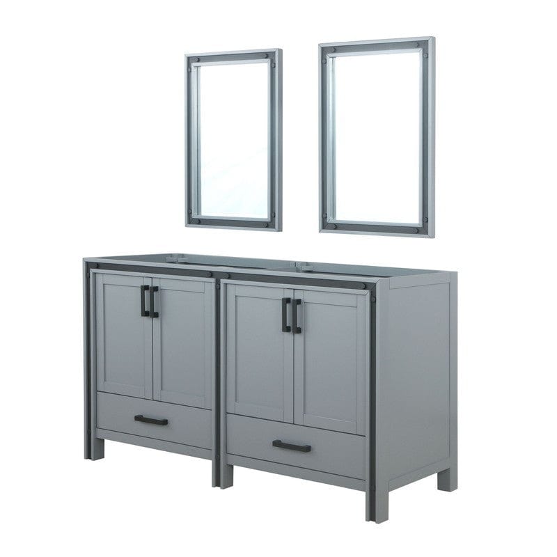 Ziva Transitional Dark Grey 60" Double Vanity, no Top and 22" Mirrors | LZV352260SB00M22