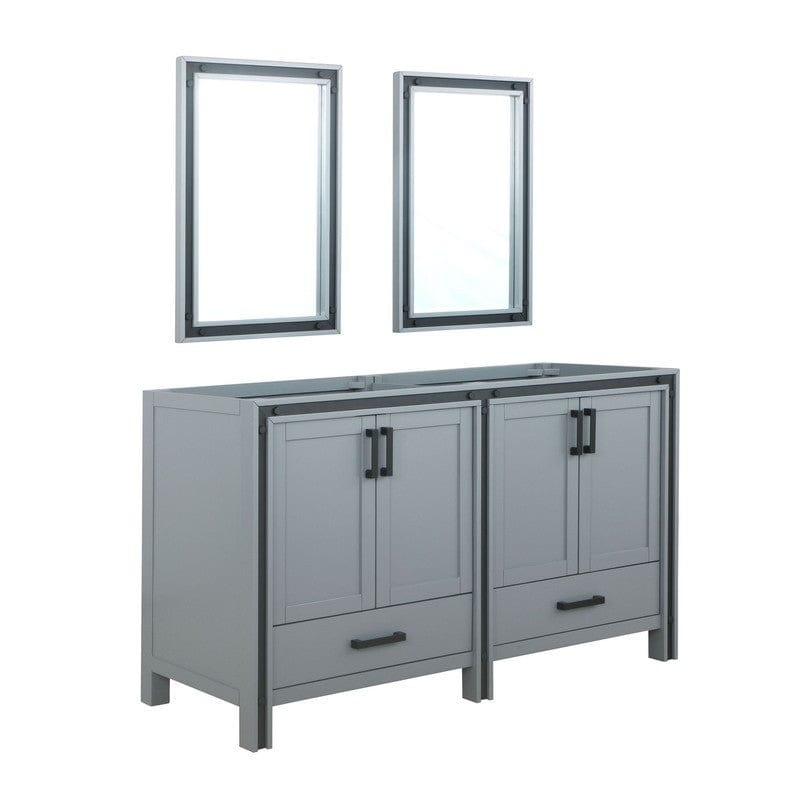 Ziva Transitional Dark Grey 60" Double Vanity, no Top and 22" Mirrors | LZV352260SB00M22