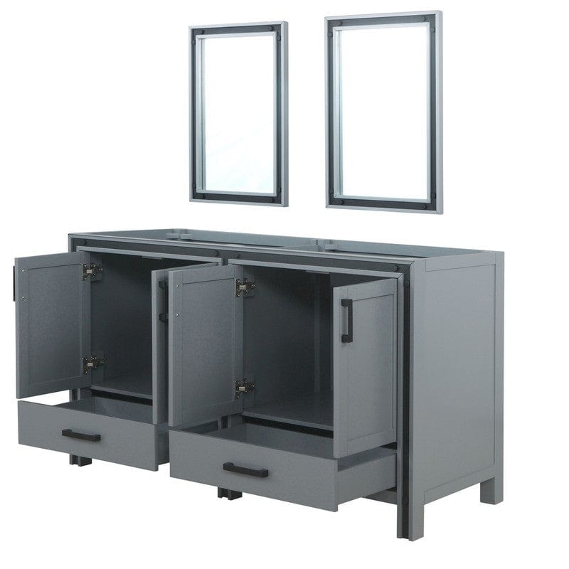 Ziva Transitional Dark Grey 60" Double Vanity, no Top and 22" Mirrors | LZV352260SB00M22