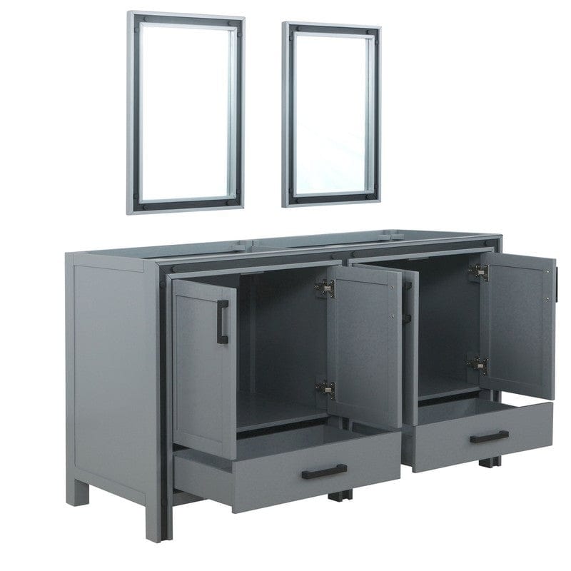 Ziva Transitional Dark Grey 60" Double Vanity, no Top and 22" Mirrors | LZV352260SB00M22