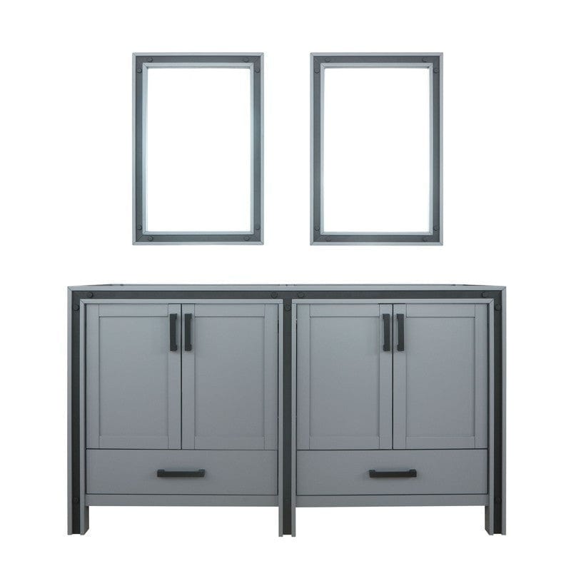 Ziva Transitional Dark Grey 60" Double Vanity, no Top and 22" Mirrors | LZV352260SB00M22