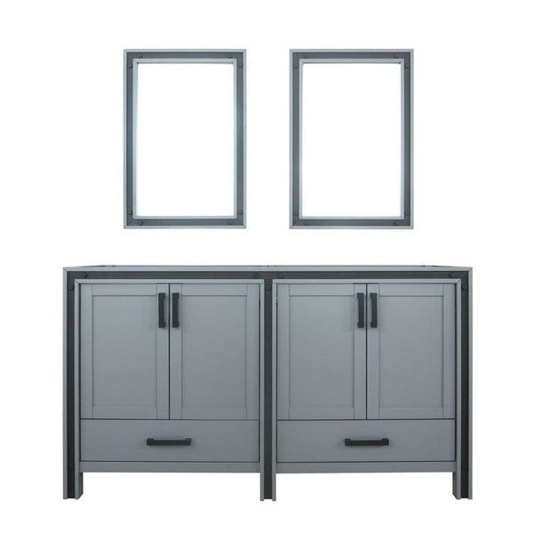 Ziva Transitional Dark Grey 60 Double Vanity, no Top and 22 Mirrors | LZV352260SB00M22