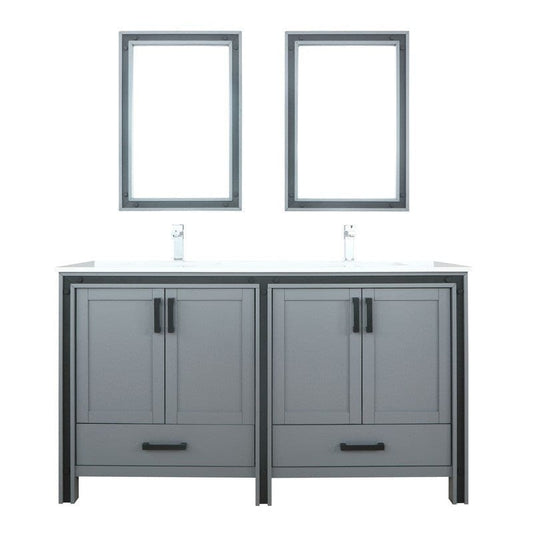 Ziva Transitional Dark Grey 60" Double Vanity Set | LZV352260SBJSM22F