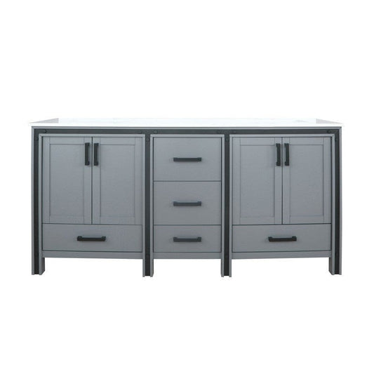 Ziva Transitional Dark Grey 72" Double Vanity, Cultured Marble Top, White Square Sinks | LZV352272SBJS000