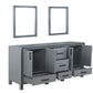 Ziva Transitional Dark Grey 72" Double Vanity, no Top and 30" Mirrors | LZV352272SB00M30