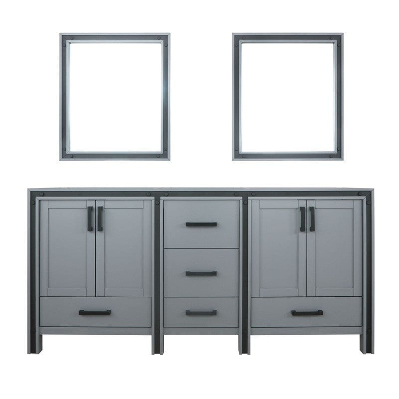 Ziva Transitional Dark Grey 72" Double Vanity, no Top and 30" Mirrors | LZV352272SB00M30