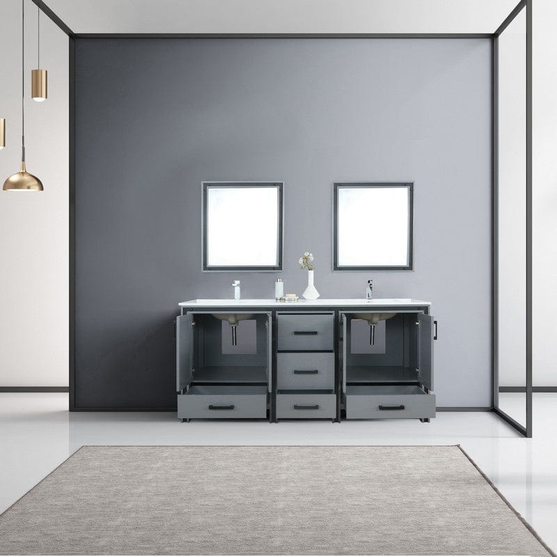 Ziva Transitional Dark Grey 72" Double Vanity Set | LZV352272SBJSM30F