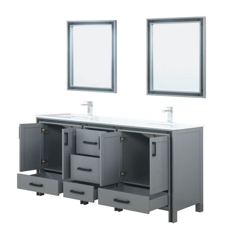 Ziva Transitional Dark Grey 72" Double Vanity Set | LZV352272SBJSM30F